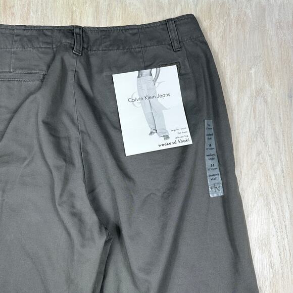 NWT Calvin Klein Weekend Khaki Flat Front Relaxed Leg Solid Beige Y2K Pants 16 - Picture 15 of 15